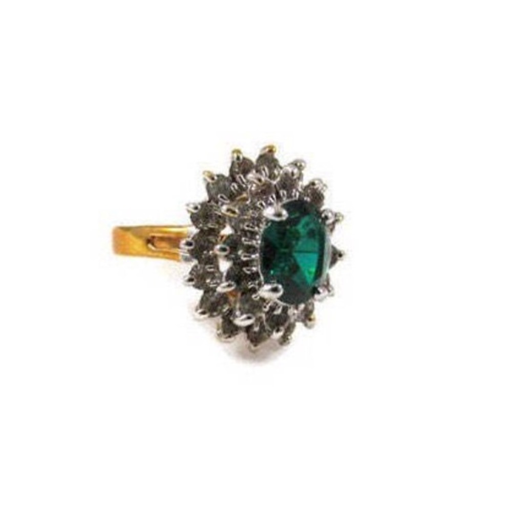 Vintage Simulated Emerald Costume Ring Size 5.5